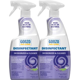 Gonzo Disinfectant Spray & All Purpose Cleaner - 24 Ounce (2 Pack) Lavender - Odor Eliminator, Disinfectant, Flood Fire Water Damage Restoration