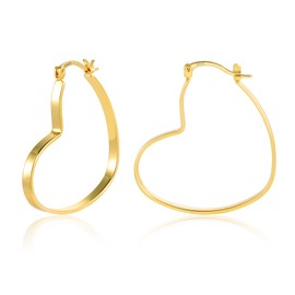 14K Gold Heart Earrings for Women 925 Sterling Silver Hypoallergenic Large Gold Heart Hoop Earrings for Jewelry Gifts（40mm）