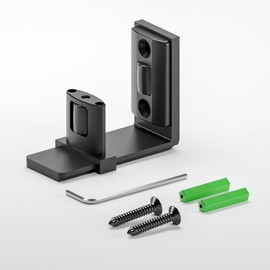 TOIMIOTOIM Upgraded Sliding Barn Door Bottom Floor Guide with Adjustable Roller, Wall Mount Floor Guide, Smoothly and Quietly, Easy to Install, Fits up to 2" thickness Door, Black, 1Pack