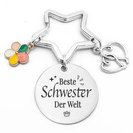 YISC0KO Keyring Sister Gift Gift for Sister Best Sister Gifts Gift Sister Gifts for Sister Birthday Gift for Sister, Steel colour