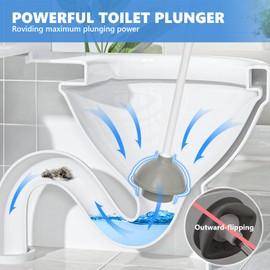 Toilet Plunger with Holder, 2 Pack Plungers for Bathroom Heavy Duty for 5.7-inch Toilet Drain, Toilet Plunger and Holder Combo for Bathroom Cleaning(White)