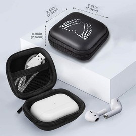 MAYCARI Earphone Case Headphone Hard Travel Carrying Gadget Bag Skeleton Hand Love Earbud Case Mini Pouch EVA Storage Bag