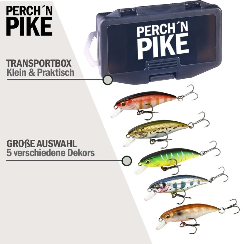 Wobblers Set of 5 for Trout & Bass, 5.5 cm,