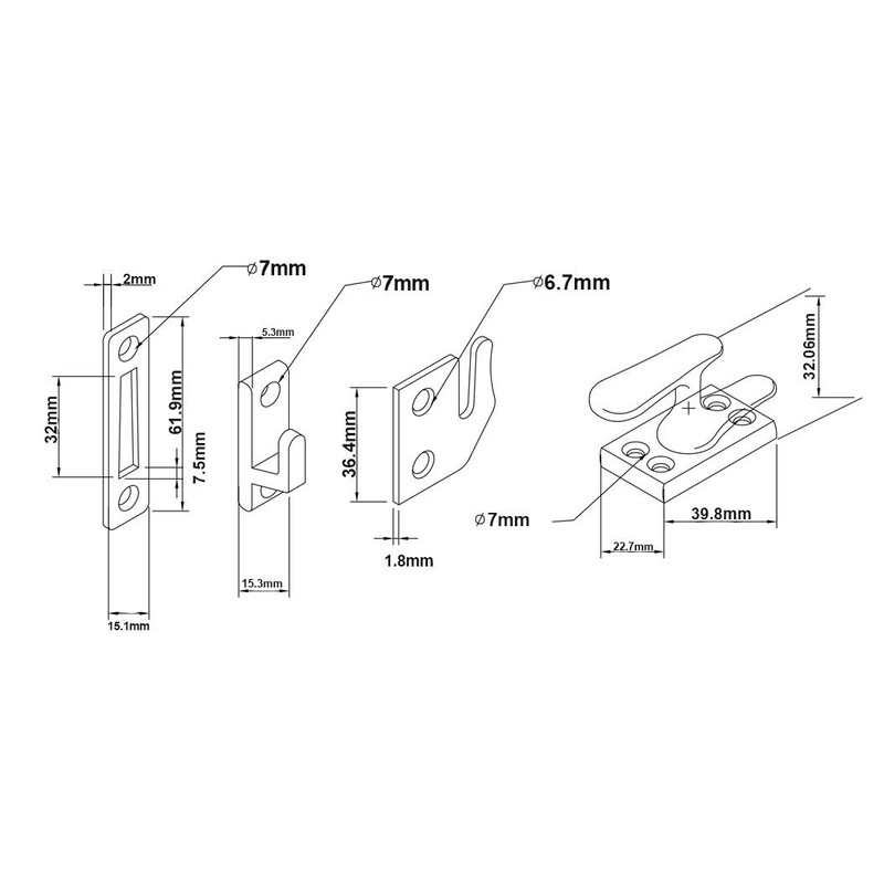 QCAA Solid Brass Casement Fastener Window Lock, Small, Matte Black,