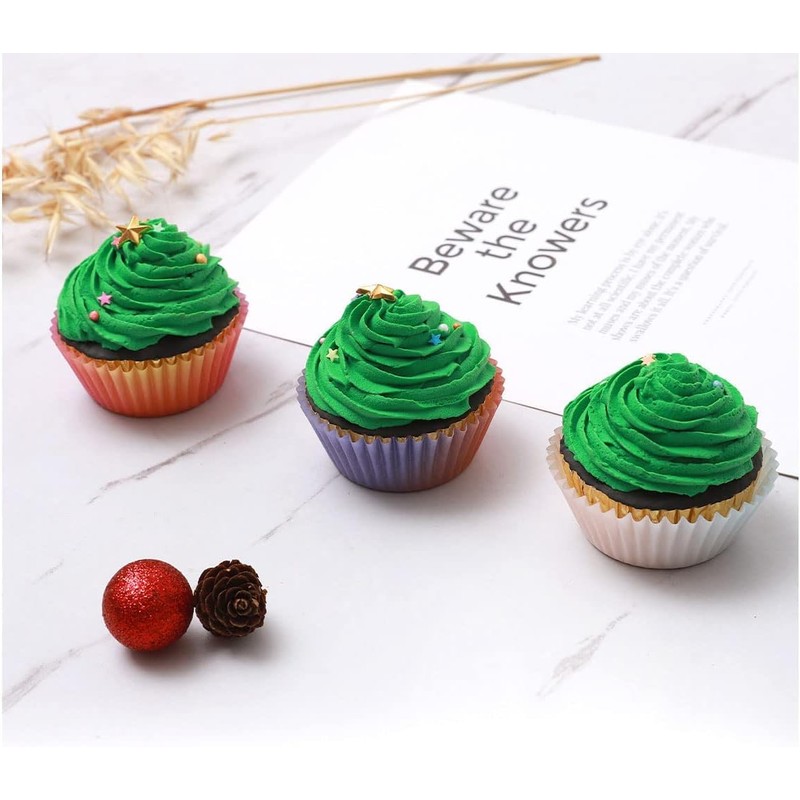 Gcardist 300pc Standard Muffin Cases, Gradient Design, Food Grade, Disposable,