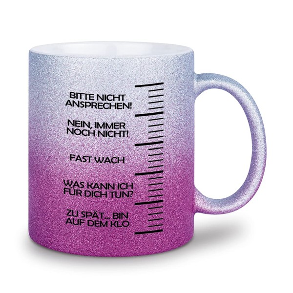 glitzertassen.de® | Kaffeefüllstand | Tasse mit Glitzer | Geschenkidee (Silberviolett)