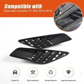 Rear Upper Quarter Panel Scoops Vents Compatible with Chevrolet Corvette Stingray C7 Z06 Z51 2014-2019, Rear Side Vents Trim Cover Accessories (Carbon Fiber Pattern)
