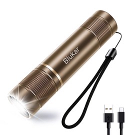 Blukar Flashlight Rechargeable,2000L High Lumens Flashlight, Super Bright Small LED Flash Light- Zoomable, Adjustable Brightness, Long Lasting for Camping, Outdoors and Home Emergency-Brown