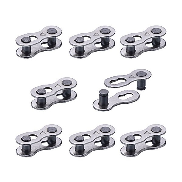 HOTOP 8 Pairs Bicycle Missing Link for 6, 7, 8, 9, 10 Speed Chain, Silver, Reusable (6 7 8 Speed)