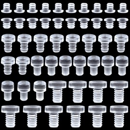 CustomyLife 50 pcs 5 Sizes Glass Top Table Bumpers with Stem, Clear Rubber Grippers Furniture Cabinet Patio Anti Slip Pads(0.21/0.2/0.19/0.24/0.35inch)
