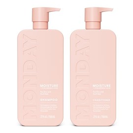 MONDAY HAIRCARE MONDAY HAIRCARE Moisture Shampoo + Conditioner Set (2 Pack) 27oz Each, Dry, Coarse, Stressed, Coily & Curly Hair, Made from Coconut Oil, Rice Protein, Shea Butter, & Vitamin E, 100% Recyclable Bottles