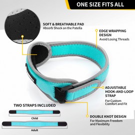 CAMBIVO Patella Tendon Knee Strap 2 Pack, Adjustable Knee Braces for Knee Pain, Knee Support Band for Running, Hiking, Volleyball, Jumpers Knee, Tennis, Tendonitis (Light Blue）