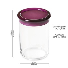 Omada Trendy 1 lliter jar in Glass Size 15,5 cm Tall Trendy line by Omadadesign, Purple