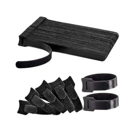 LIKENNY (50 Pieces) Cable Ties Velcro Nylon Storage Band Cord Wire Storage Cable Binding Storage Bundles Reusable 5.9 inches (15 cm) (Black)