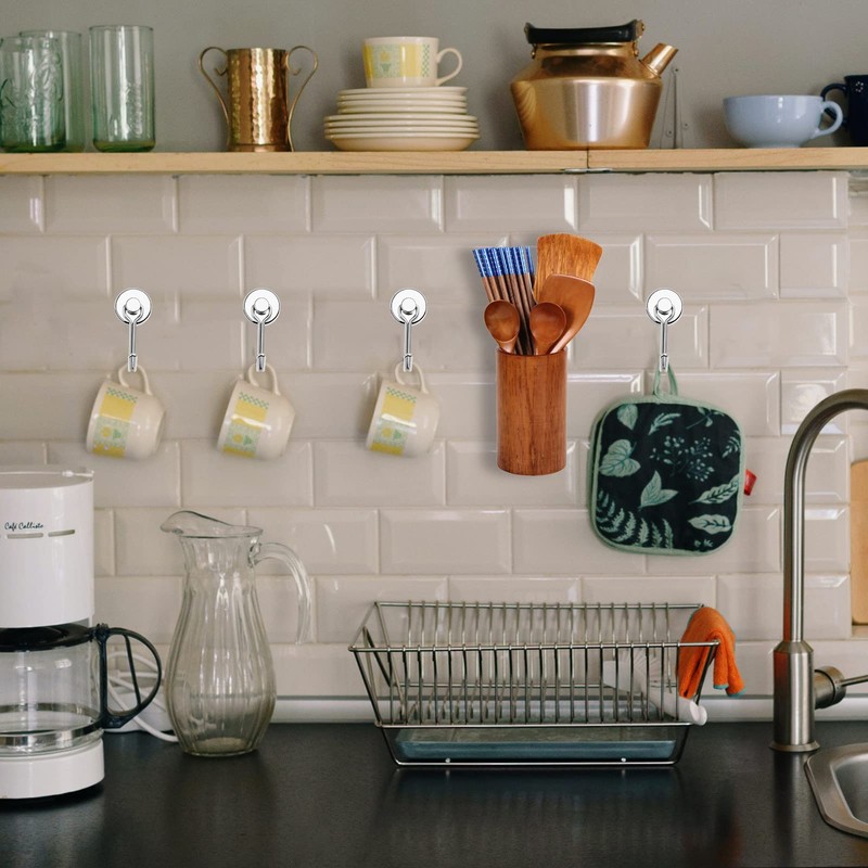 Set of 6: Magnetic Hooks, Magnetic, Stainless Steel, Rust Resistant,