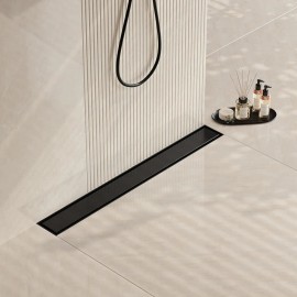 Tile Insert Invisible 24 Inch Black Stainless Steel Shower Drain with CUPC Certificate Supports USA DropshippingMaterial: Stainless Steel, Color: Black