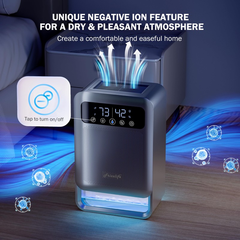 Frizzlife Dehumidifier, 135oz Water Tank, Quiet Small Dehumidifiers With Sleep
