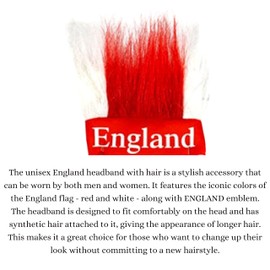 Lizzy 1x England Headband | England Flag Red and White long pile Head Bopper | Ideal For Support Decorations Sports Events Celebration Party