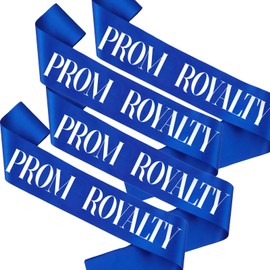 MUMUNN 4PCS Prom Royalty Sashes, Royal Blue Silver Prom Royalty Sash for Dance Party Event Prom Queen, Prom King Graduation Party Prom Royalty Sashes Set of 4