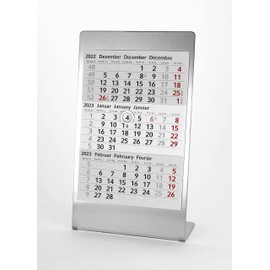 HiCuCo 3-Month desk calendar for 2 years 2021/2022, stainless steel desk calendar, type A1