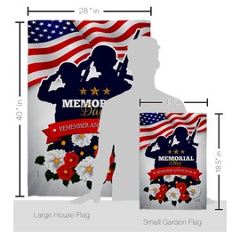 Angeleno Heritage Remembrance of Fallen Garden House Flag Set Patriotic Memorial Day Armed Forces Military Veteran United State American Decoration Banner Small Yard Gift Double-Sided, Made in USA