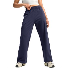 Viodia Womens Cargo Sweatpants High Waisted Wide Leg Baggy Cotton Pants Straight Leg Loose Joggers for Casual Lounge Navy