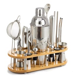 Kingmazi Juego De Coctelera De 23 Piezas De Acero Inoxidable, 750 Ml