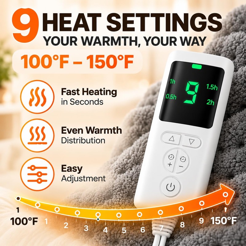 Heating Pad for Back, 17 x 33 in, 9 Heat