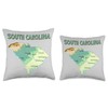 Physical Map of South Carolina, major cities, lakes, rivers Throw