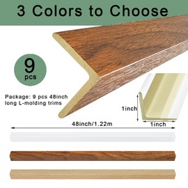 9Pcs 48" Wall Corner Protector,Pre-Cut Wall Corner Protector Guard Protection,Wood Grain Corner Trim for Door,Window Frames,Wooden Wall Edges(9Pcs-Walnut)