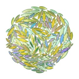 Yuvori 0.5 kg Ceramic Leaf Shape Mosaic Tiles Mixed Sizes DIY Decor for Bathroom Living Room Kitchen Garden (Iridescent Light Green)