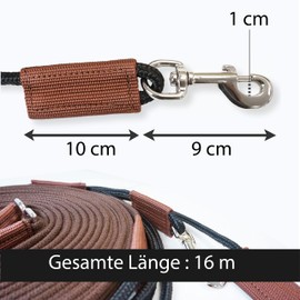 Double Lunge Horse Double Lunge Ideal for Floor Work, Horses Lunging Line for Gymnastication, Length 16 m (1 x Double Lunge Brown)