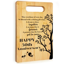 50th Anniversary Bamboo Cutting Board Gifts for Couple - Happy 50th Wedding Anniversary