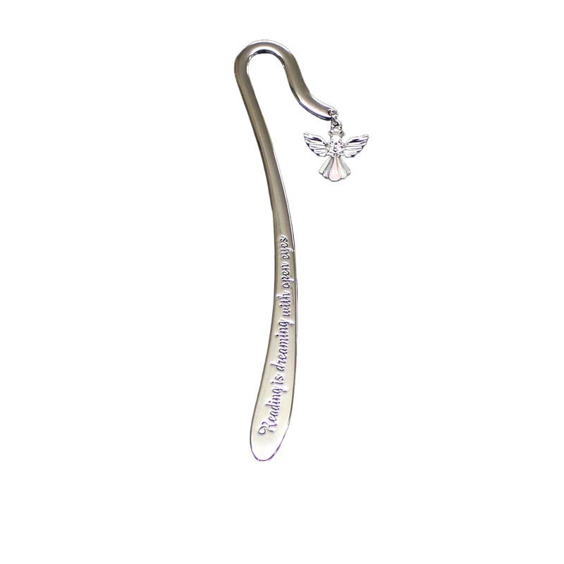 Stunning Shiny Silver Colour Guardian Angel Bookmark with Crystal Effect