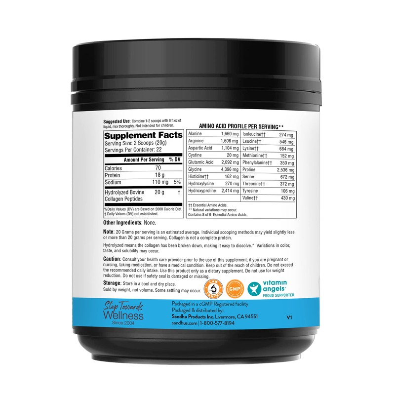 Sandhu's Collagen Peptides, Péptidos De Colágeno 454g