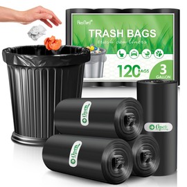 3 Gallon 120 Counts (fit 2.6-3.3 Gal) Small Trash Bags Garbage Bags by RayPard, 10-12 Liter Waste Basket Liner Fit 2.6,3.1,3.2,3.3 Gal Trash Can for Home Office Kitchen Bathroom Bedroom, Black