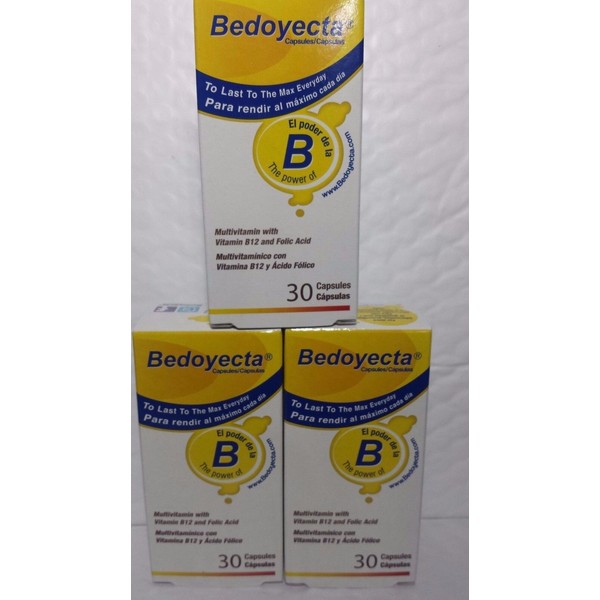 Bedoyecta 3 PACK OF BEDOYECTA  30 CAPS EA MULTIVITAMIN WITH FOLIC ACID AND VITAM.B12 01/23
