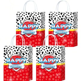 BACH AND BOUJEE Boys Birthday Decoration Paws Party Favors Bags with Handles Present Treat Goodies Bags Boys Girls Birthday Party Baby Shower Supplies
