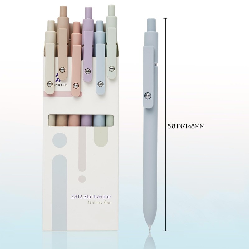 MorPionk Gel Pens, 6 Pcs 0.5mm Quick Dry Black Ink