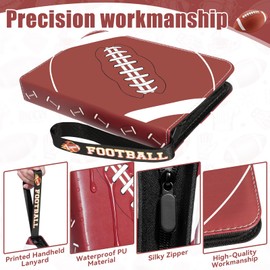 440 Pockets Football Card Binder 4 Pocket, Sports Card Binder with 55 Removable Sleeves, Football Card Holder Trading Card Binder with Football Pattern Wristband Fit for MTG, TCG, Game Gifts For Boys