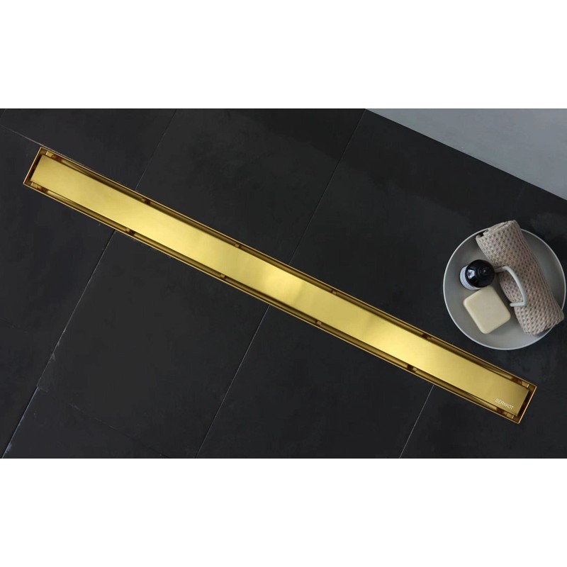 Bernkot Linear Shower Drain 36", Brushed Gold Floor Drain with
