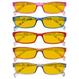 Eyekepper 5 Pack Computer Glasses Digital Eye Strain Prevention Blue Light Filter Reading Glasses Amber Tinted +1.25