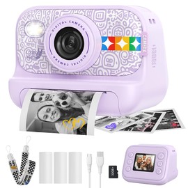 Instant Print Camera for Kids, Birthday Gifts for Girls and Boys Ages 3-12 - 1080P Video Camera for Kids, Gift Ideas for Boys Ages 3 4 5 6 7 8 9 10 11 12 - Girls' Gifts for Christmas/Holidays (Purple)