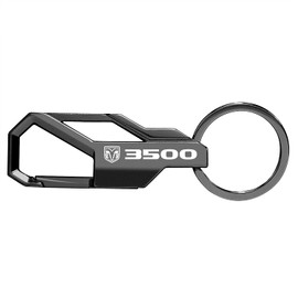 iPick Image Compatible with RAM 3500 Logo Gunmetal Black Carabiner-Style Snap Hook Metal Key Chain