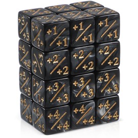 Gadpiparty 24 Pcs Counters Token Dice Acrylic D6 Loyalty Dice Compatible with MTG, CCG, Card Gaming Accessory for Kids Learning Toys Black