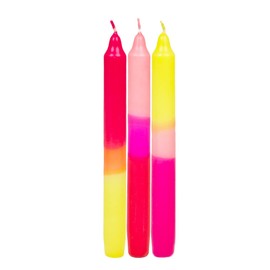 Ombre Tapered Dinner Candles Unscented Neon Pink Orange and Yellow | by Talking Tables | 3pack