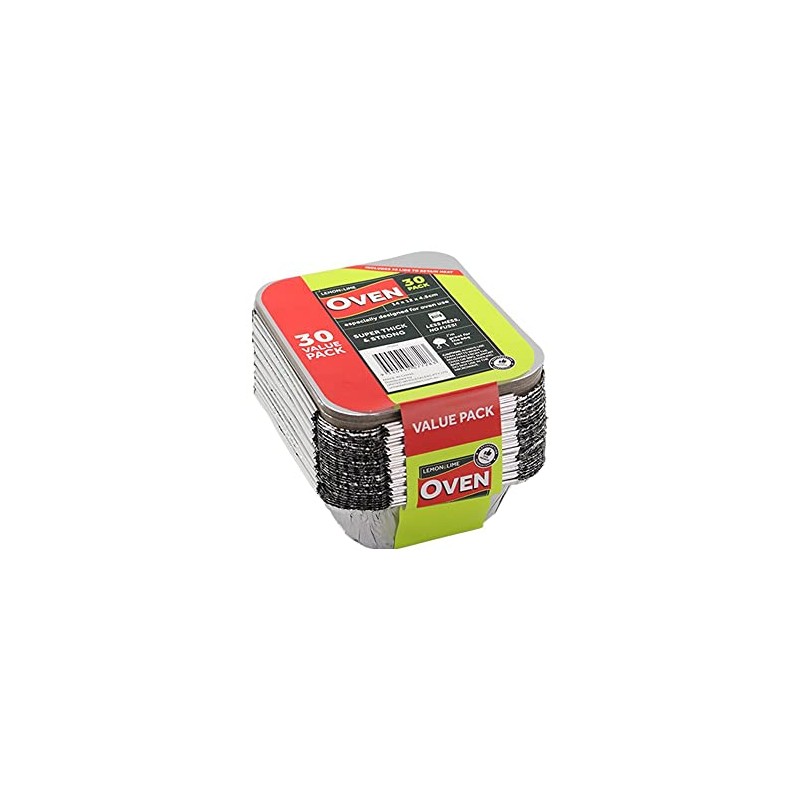 30PK Lemon & Lime 14x12cm BBQ/Oven Cooking/Food Storage Foil Container