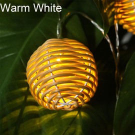 realideas Decorative Lantern Globe Rattan Wicker Ball String Lights - 10 Lights with Rattan Wire Ball Style, Globe Rattan Ball Indoor Outdoor Patio String Light for Home Pergola Porch Party Backyard