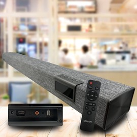 Gravity GSB500 Sound Bar for TV - Wireless 35 Inch Soundbar Speaker w/Built-in Subwoofer, Stereo Surround Sound, DSP, HDMI Bluetooth 5.0 Optical AUX USB Connectivity, Remote Control - Light Gray