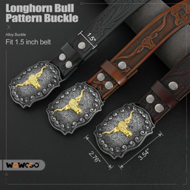 WOWOGO Western Cowboy Cowgirl Belt for Men Women Western Country Belt Buckle Floral Engraved Leather Belt
